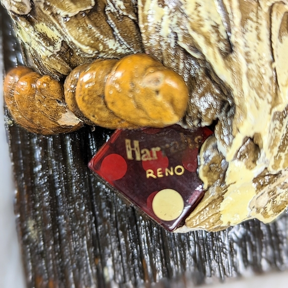 Vintage Retro 70s Large Eyes Owl Wood Wall Plaque MCM Reno Dice Harrahs? - Picture 3 of 7